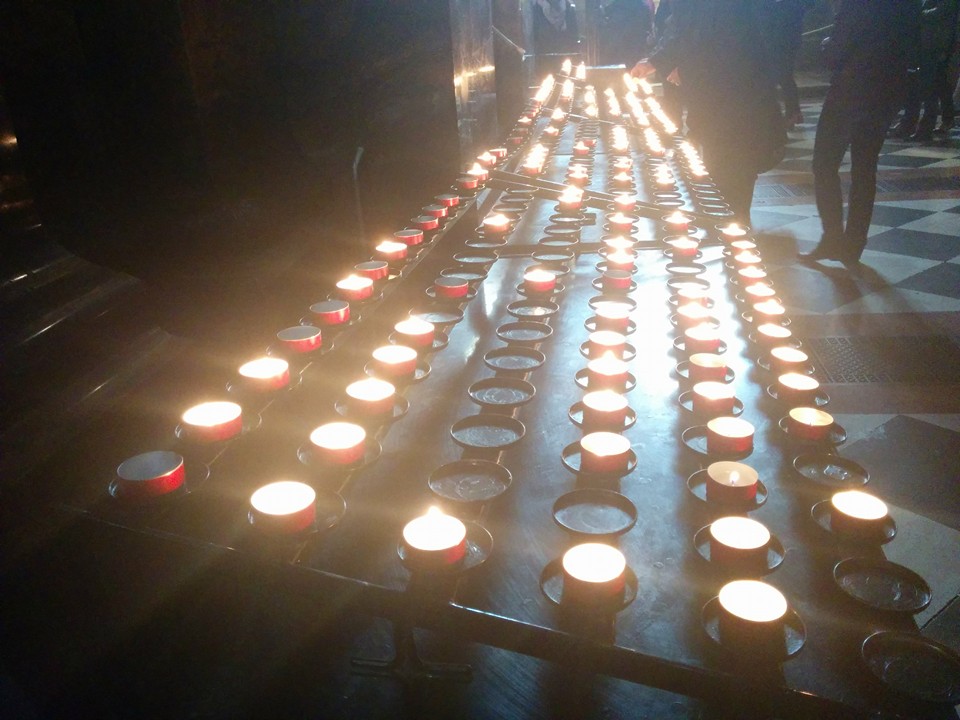 Gobi enjoyed learning about the way Catholics put candles inside the Basilica